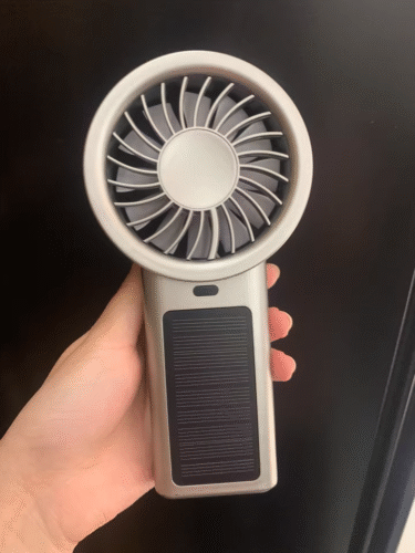 Mros Solar-Powered Handheld Desktop Fan, Portable, Outdoor USB Rechargeable for Summer. photo review