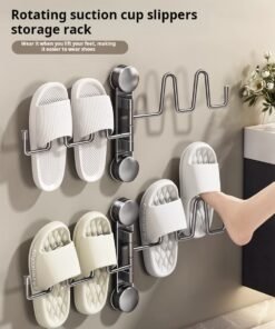 Suction Cup Balcony Slipper Rack Bathroom No-Drill Rotating Shoe Storage Wall-Mounted Foldable Drain Rack (PACK OF 4)