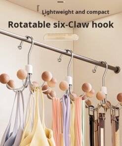 360° Rotatable Wardrobe Hooks Home Use Simple Multi-Function Storage Tool Dormitory Daily Use Six-Prong Hooks (PACK OF 3)