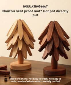 Solid Wood Insulated Placemat, Heat-Resistant Mat, Home Use High-Temperature Resistant Table Mat, Pot Mat, Cup Mat, Sand Pot Mat, Premium Quality (Pack of 4)